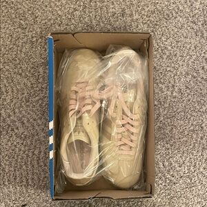 Adidas Cream Sneakers with Pink Accents